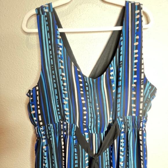 Lane Bryant Size 28 Plus Blue Stripe Sleeveless Boho Dress – Crossover Top - Picture 13 of 15